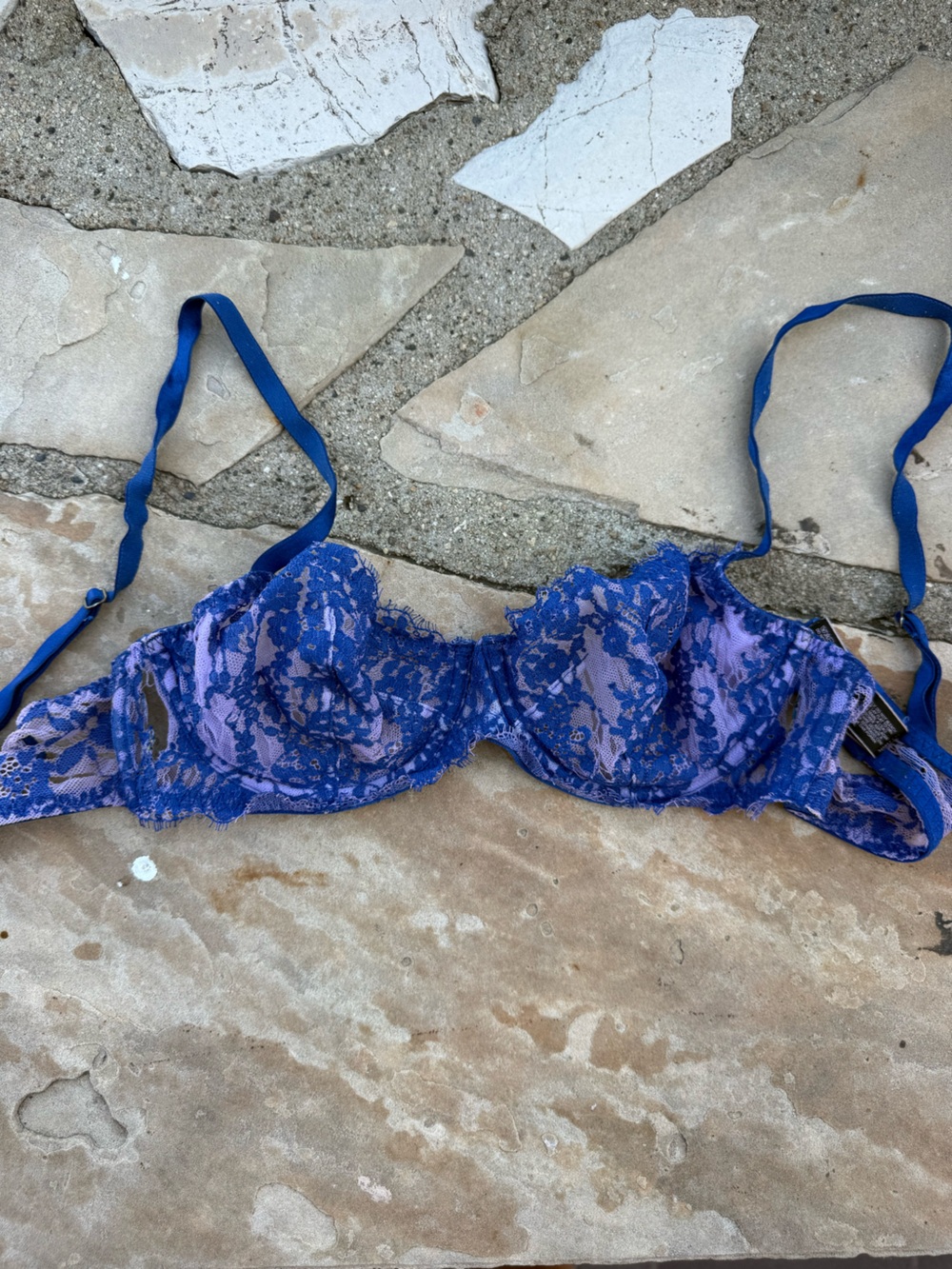 Lace Blue/Purple Underwire Bra - Royal Blue 34b